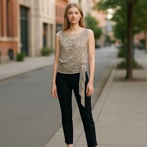 NICOLE FARHI Silver Sleeveless Fitted Camisole SET